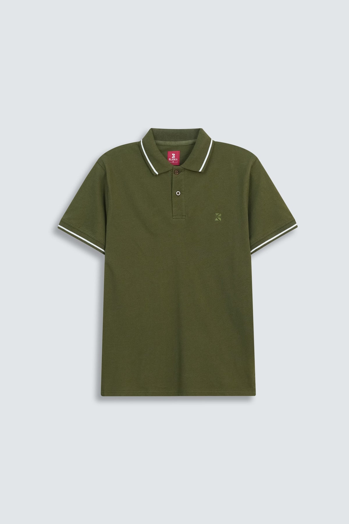 Contrast Edge Polo / Olive Green