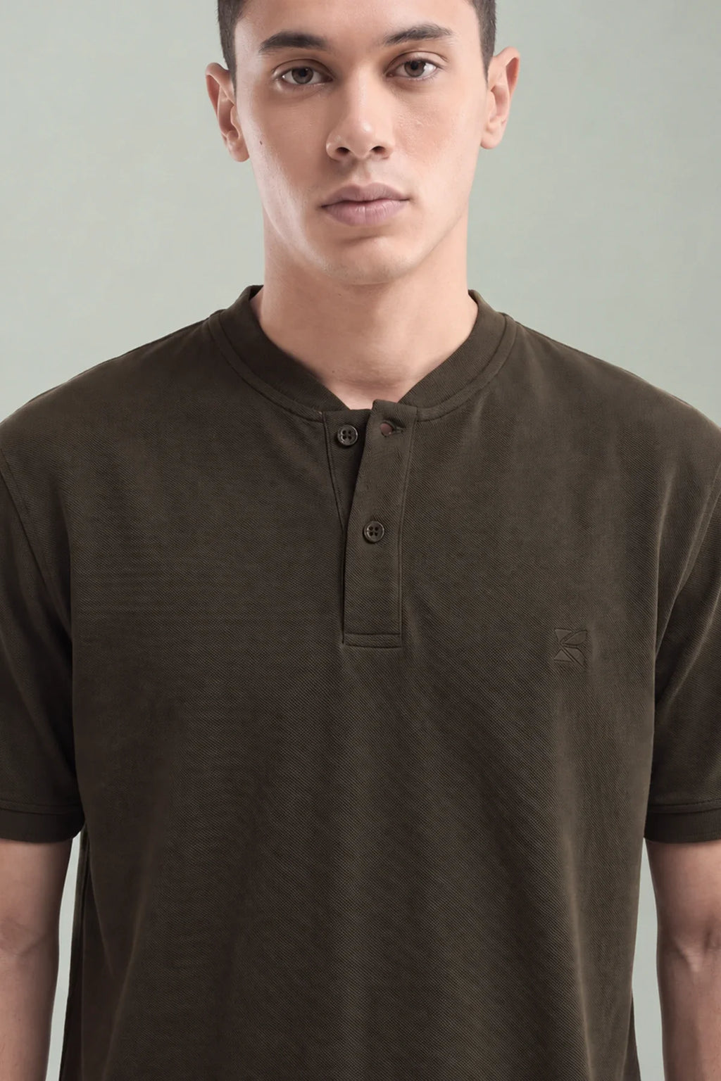 Mandrain Henley Polo - Basic / Dark brown
