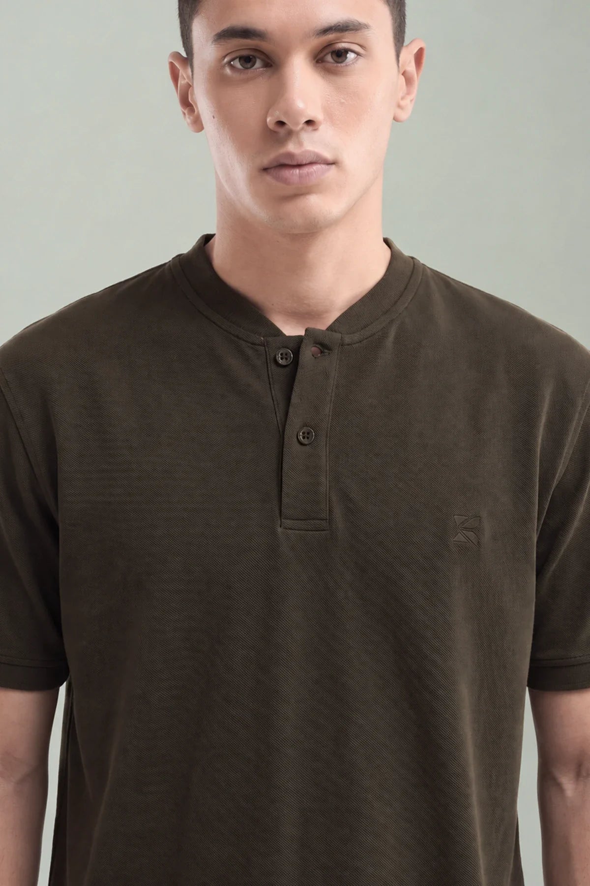 Mandrain Henley Polo - Basic / Dark brown