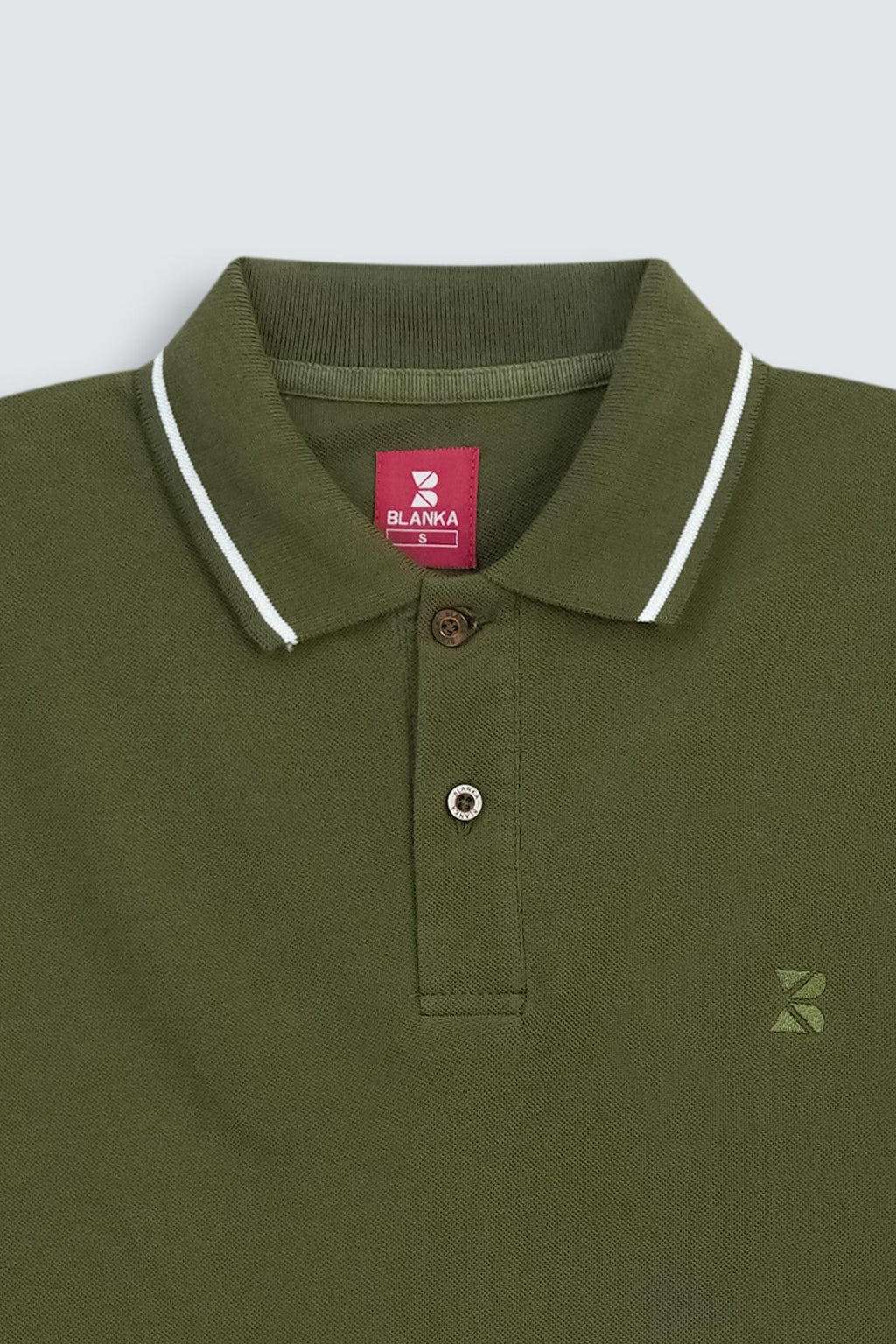 Contrast Edge Polo / Olive Green