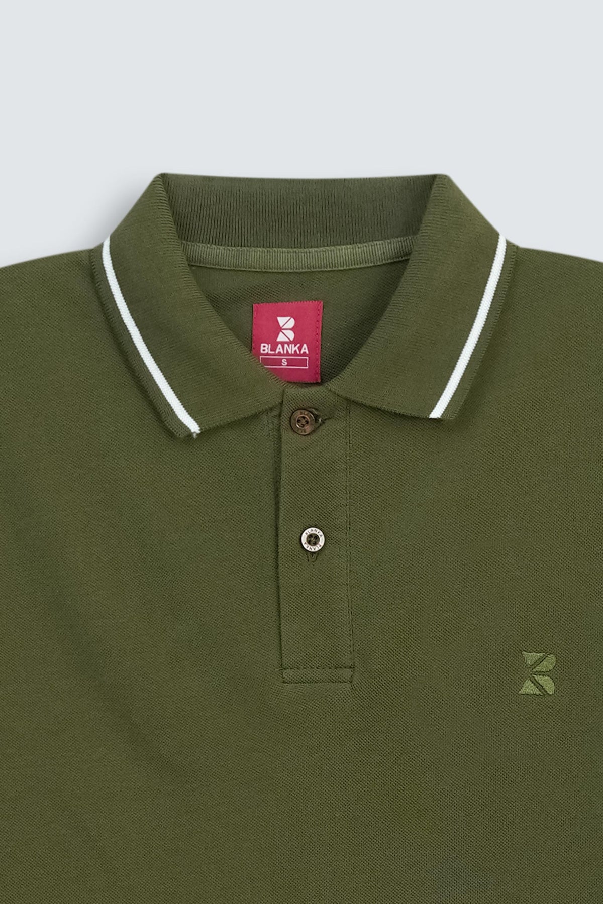 Contrast Edge Polo / Olive Green