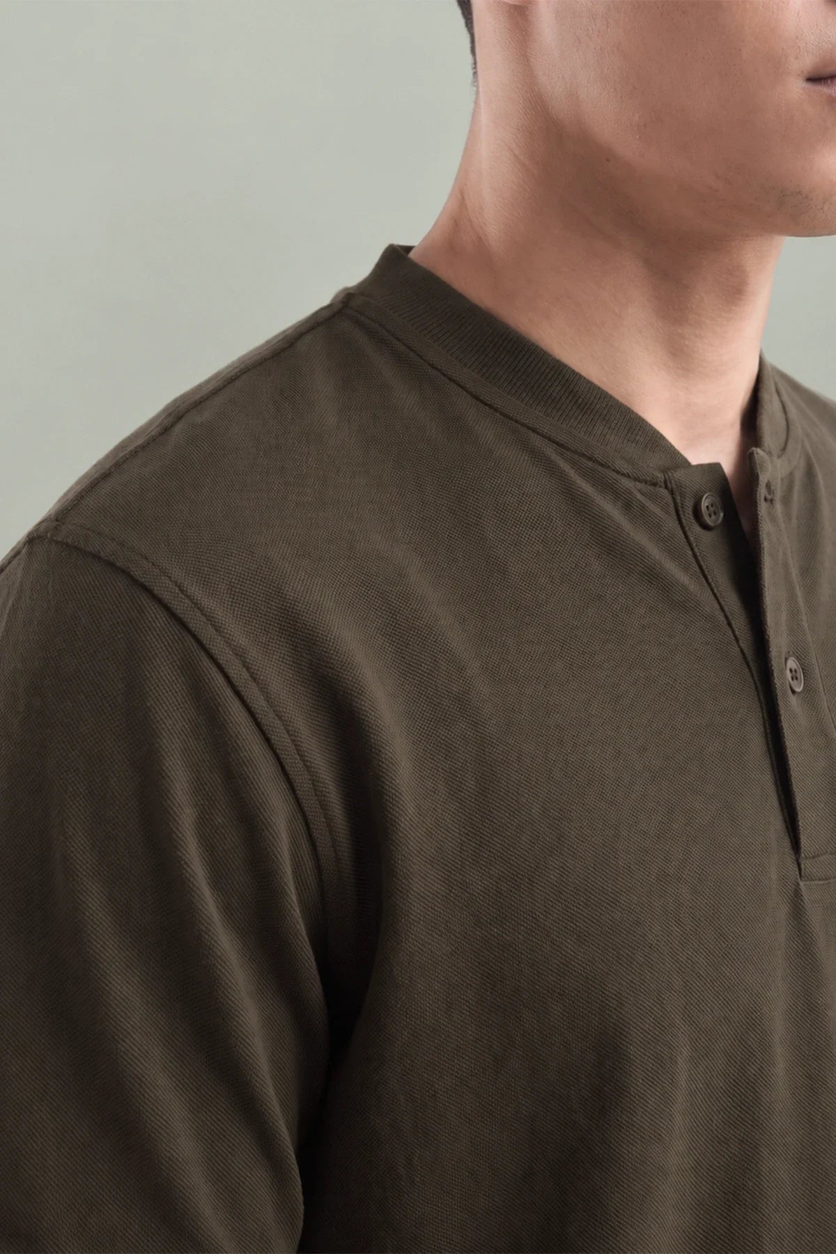 Mandrain Henley Polo - Basic / Dark brown
