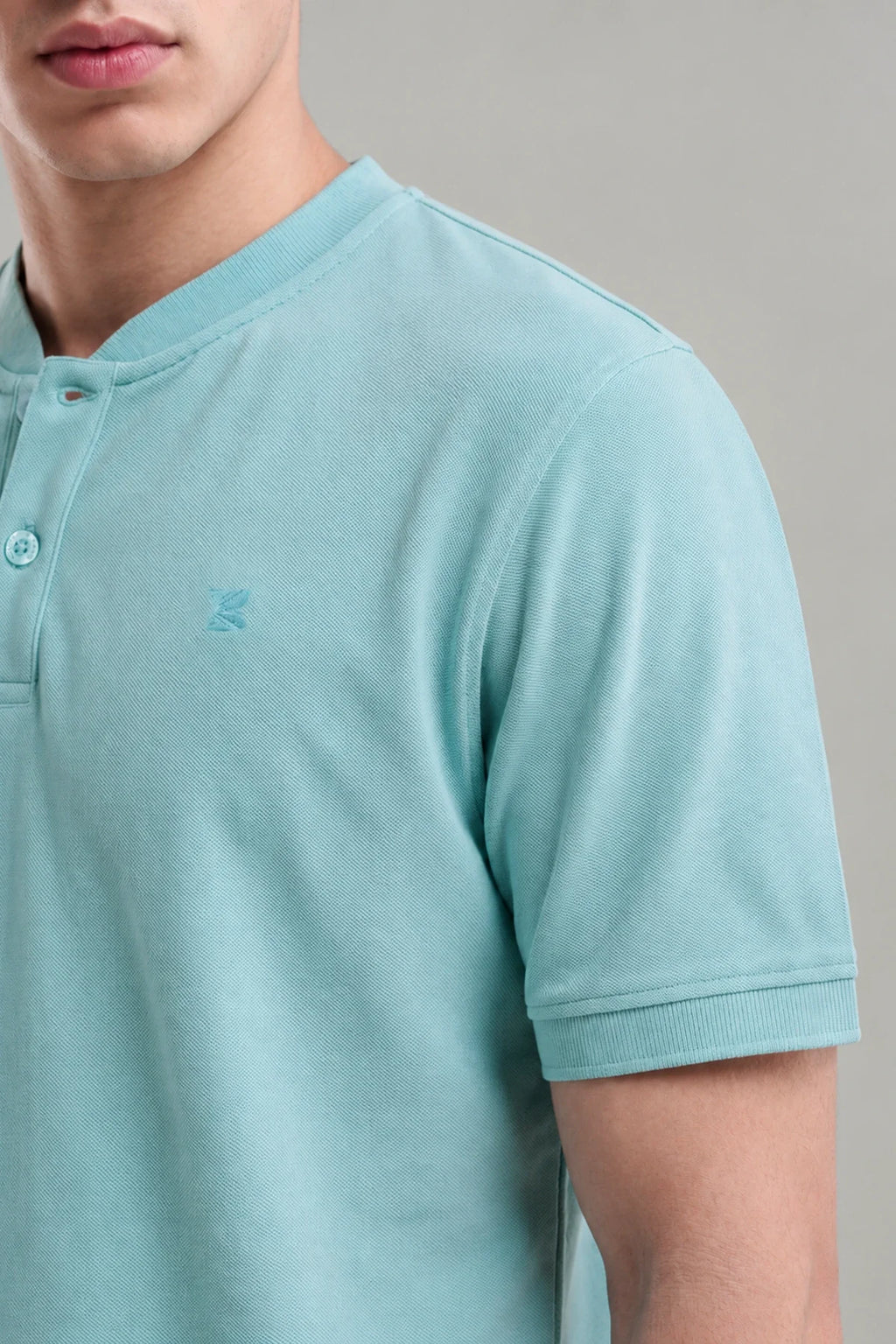 Mandrain Henley Polo - Basic / Sky Blue