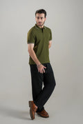 Contrast Edge Polo / Olive Green