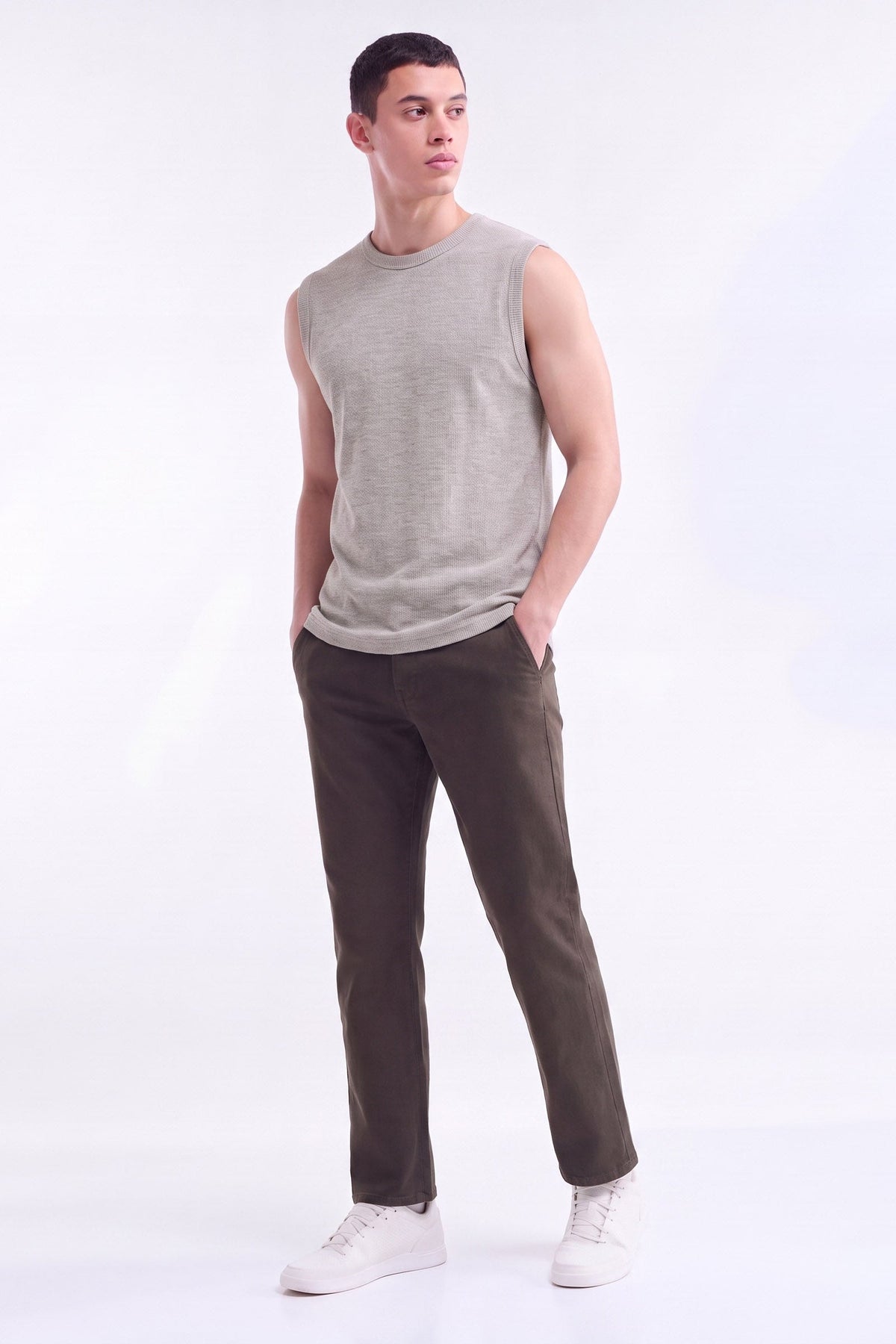 Sleeveless Thermal Top / Sage Grey