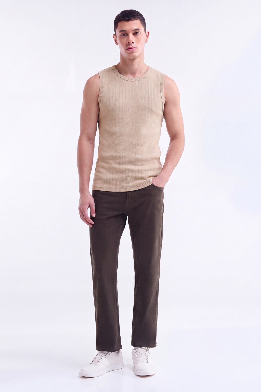 Sleeveless Thermal Top / Brown