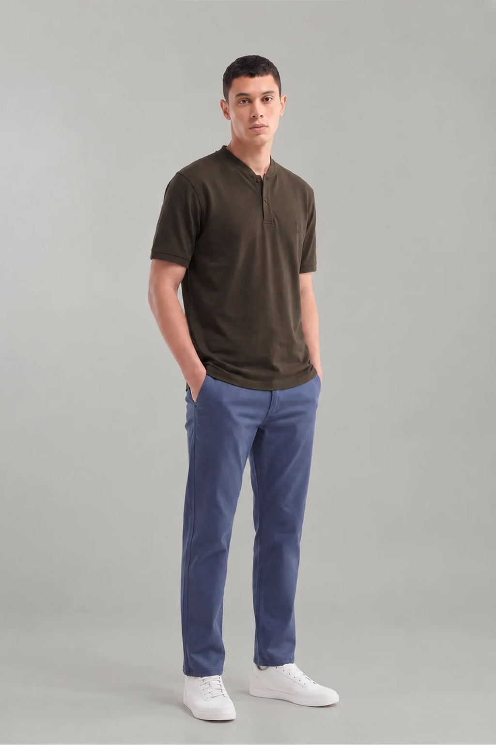Mandrain Henley Polo - Basic / Dark brown